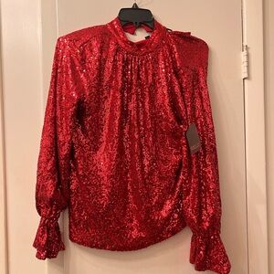 BOLD elements Red Sequin Blouse